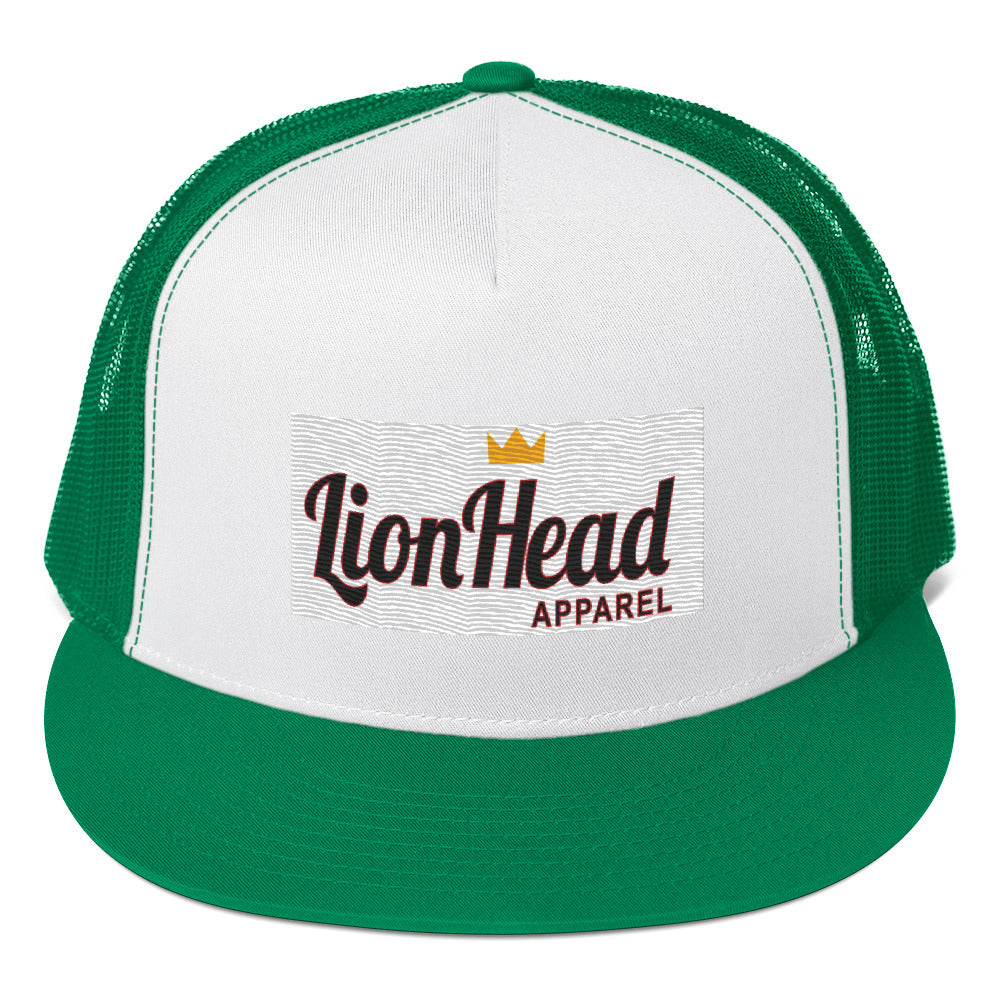 LionHead Apparel Elevated Crown Logo Trucker Cap