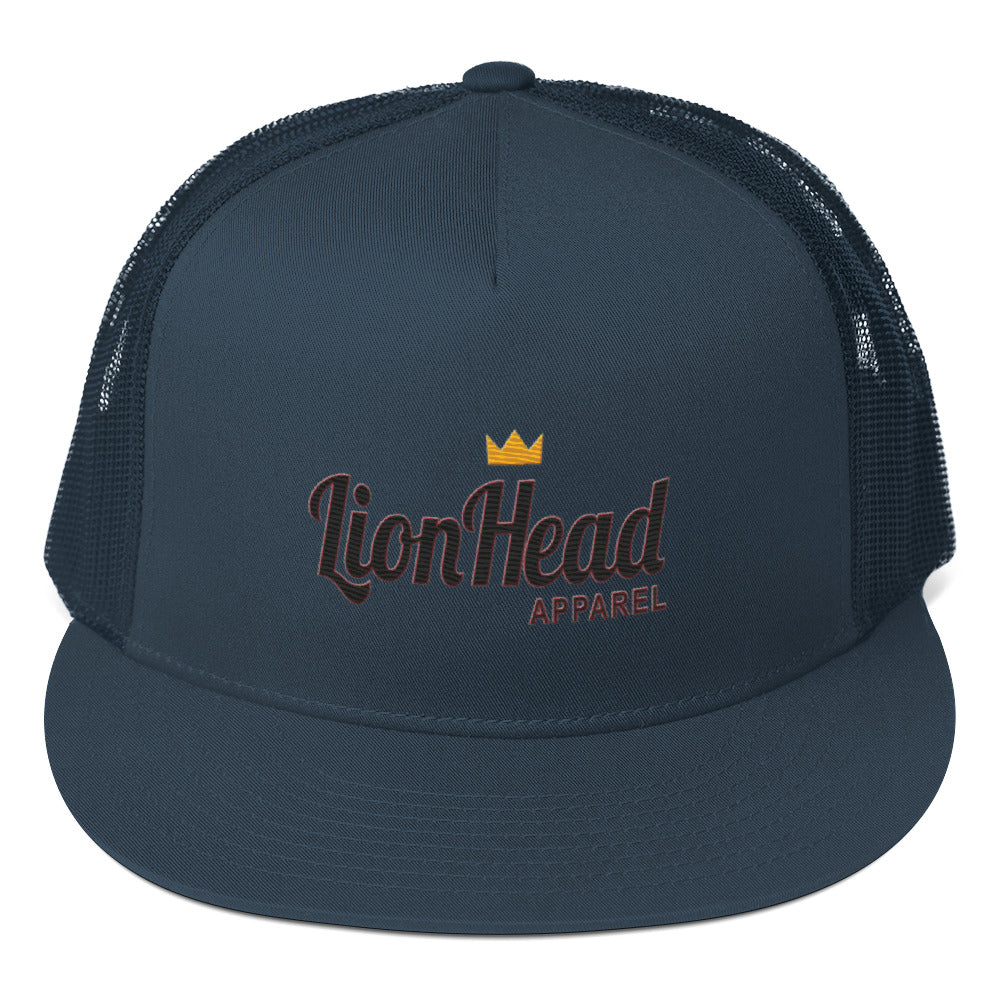 LionHead Apparel Elevated Crown Logo Trucker Cap