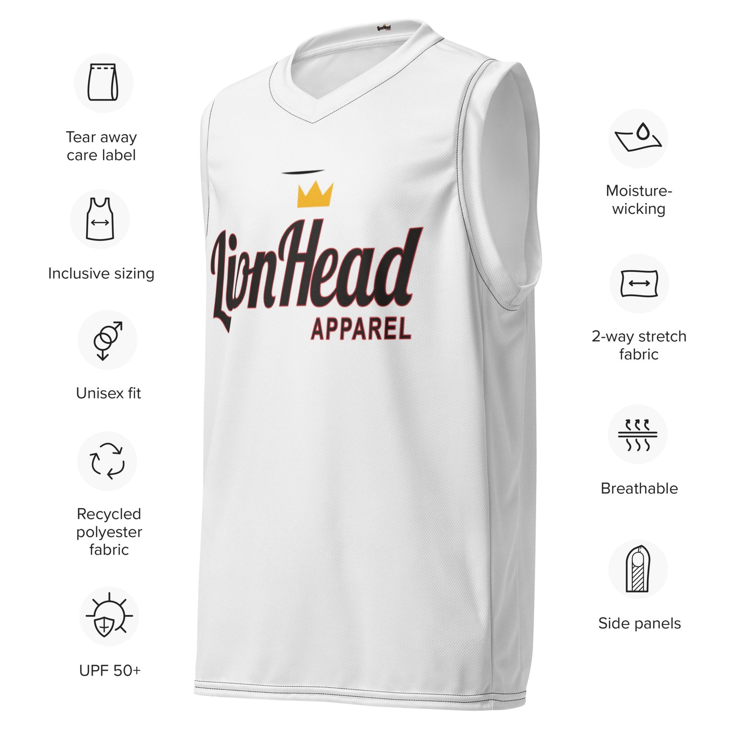 LionHead Apparel Elevated Crown Logo Recycled unisex basketball jersey