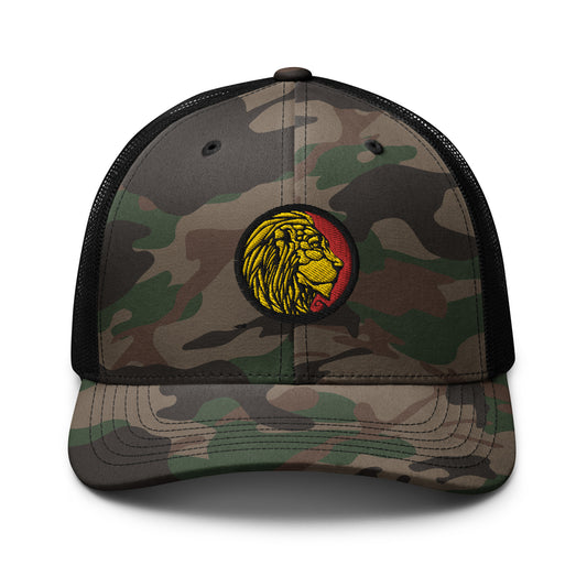 LionHead Apparel Crest Logo Camouflage trucker hat