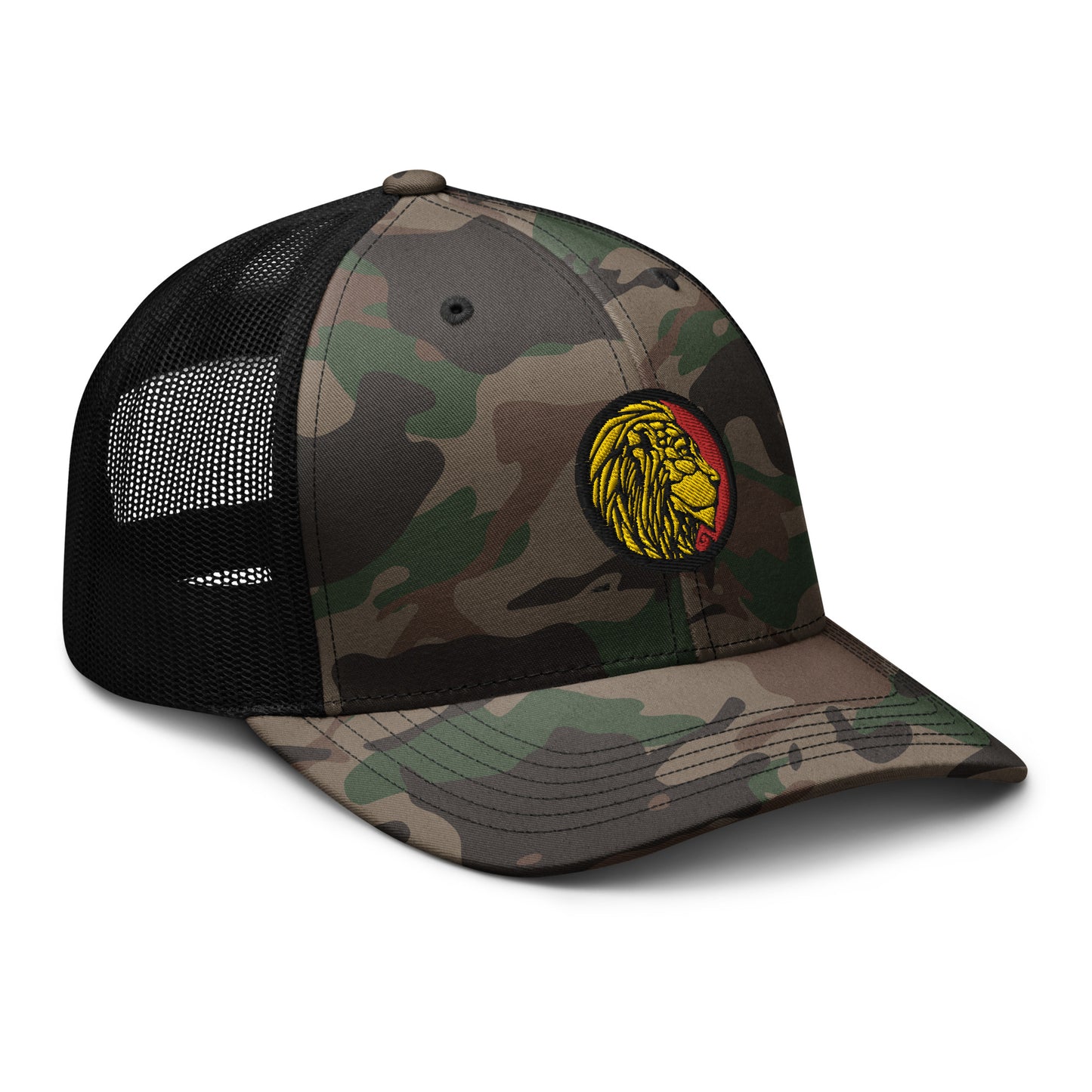 LionHead Apparel Crest Logo Camouflage trucker hat