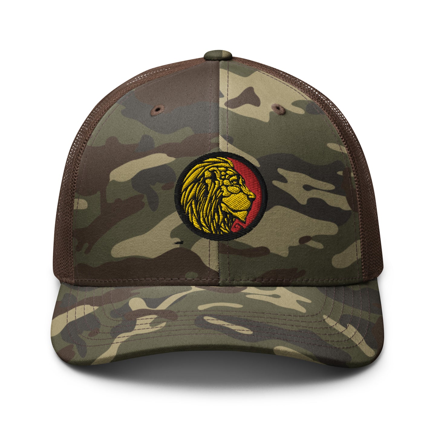 LionHead Apparel Crest Logo Camouflage trucker hat