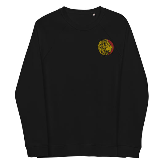 LionHead Apparel Embroidered Crest Logo Unisex organic raglan sweatshirt