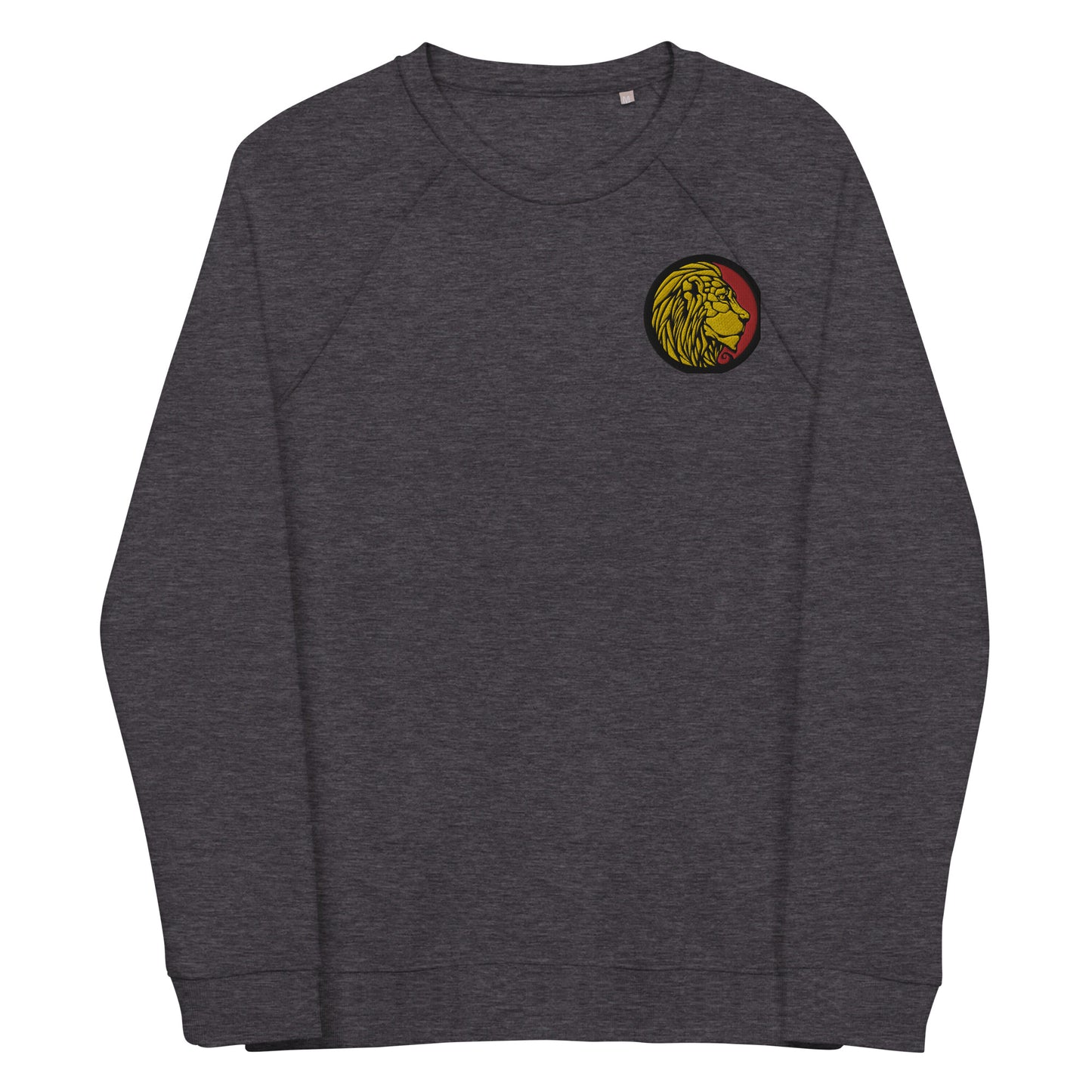 LionHead Apparel Embroidered Crest Logo Unisex organic raglan sweatshirt