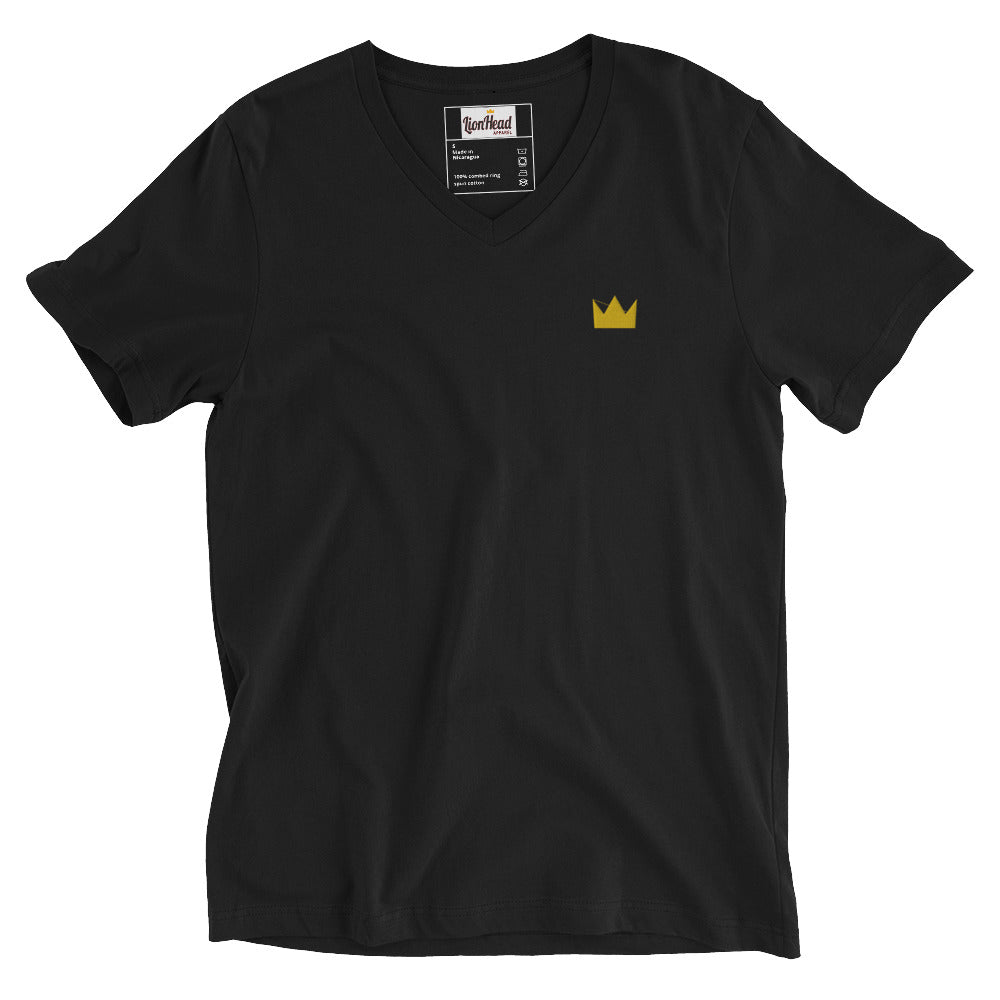 LionHead Apparel Embroidered Crown Logo Unisex Short Sleeve V-Neck T-Shirt