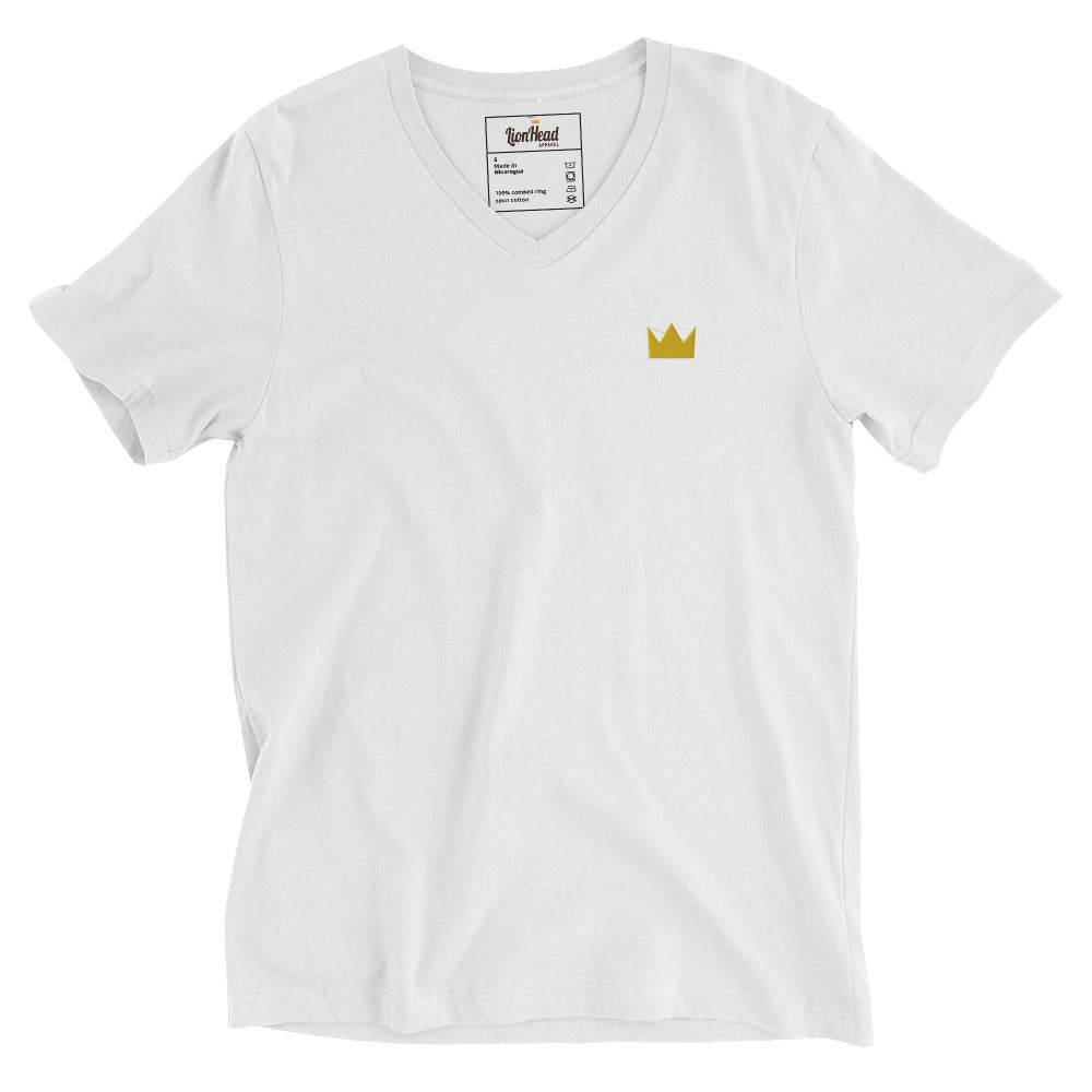 LionHead Apparel Embroidered Crown Logo Unisex Short Sleeve V-Neck T-Shirt